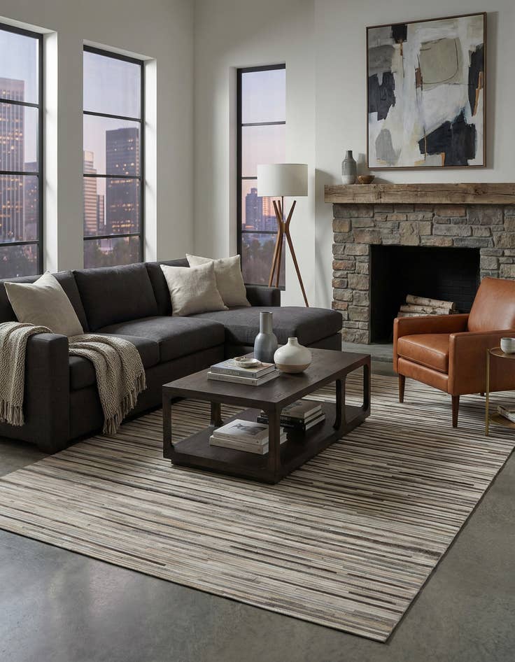 Detail image of  5' 2 x 8' Cowhide - Patchwork Rug