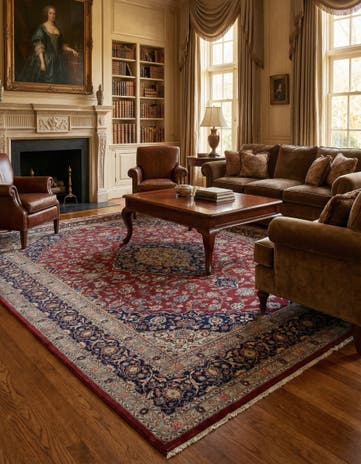 10' x 12' 7 Hand Knotted Mashad Persian Wool Rug