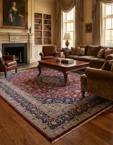 10' x 12' 7 Hand Knotted Mashad Persian Wool Rug