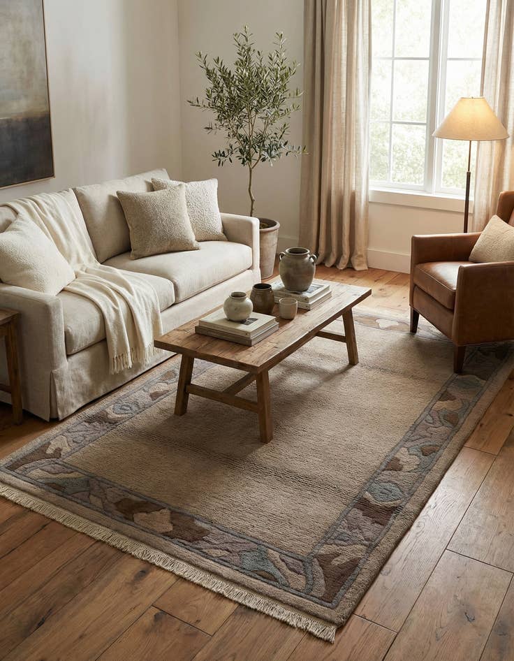 Detail image of  4' 3 x 6' 1  Hand Knotted Tibet Wool Rug