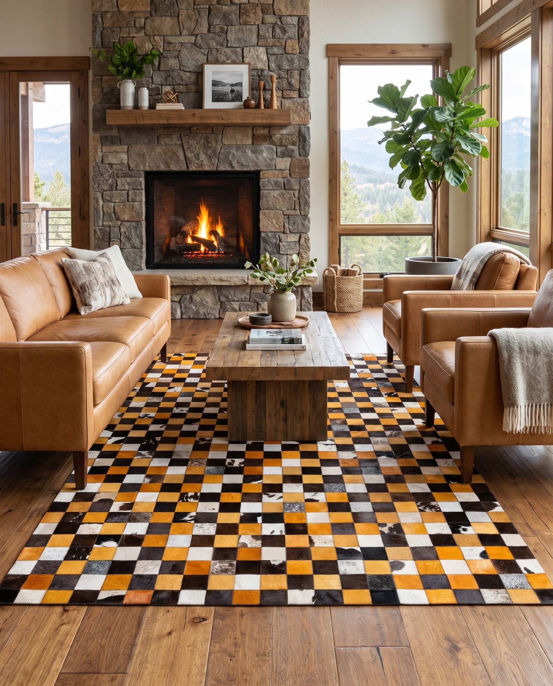 5' 2 x 8' Cowhide Stocks Rug