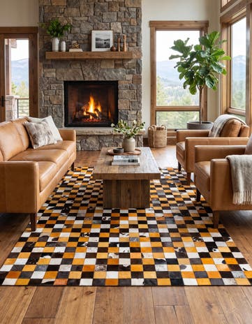 5' 2 x 8' Cowhide Stocks Rug