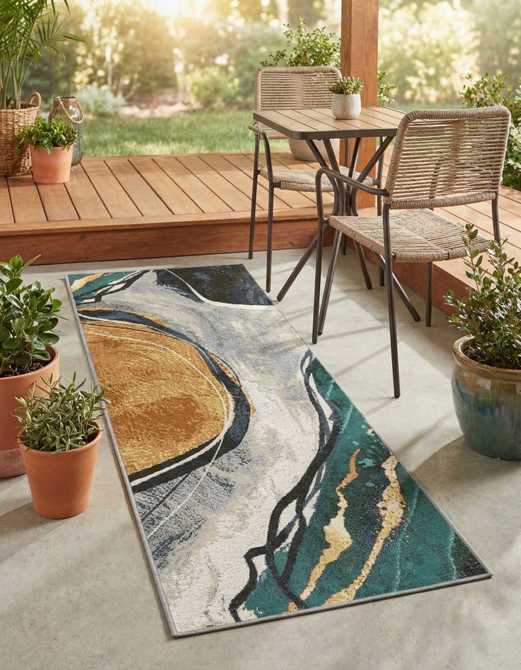 Detail image of 2' x 5' 1 Easy-Clean Modern Indoor / Outdoor Runner Rug
