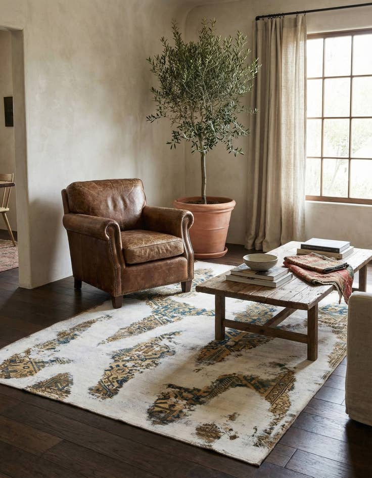 Detail image of 6' 5 x 9' 5  Hand Knotted Ultra Vintage Persian Wool Rug