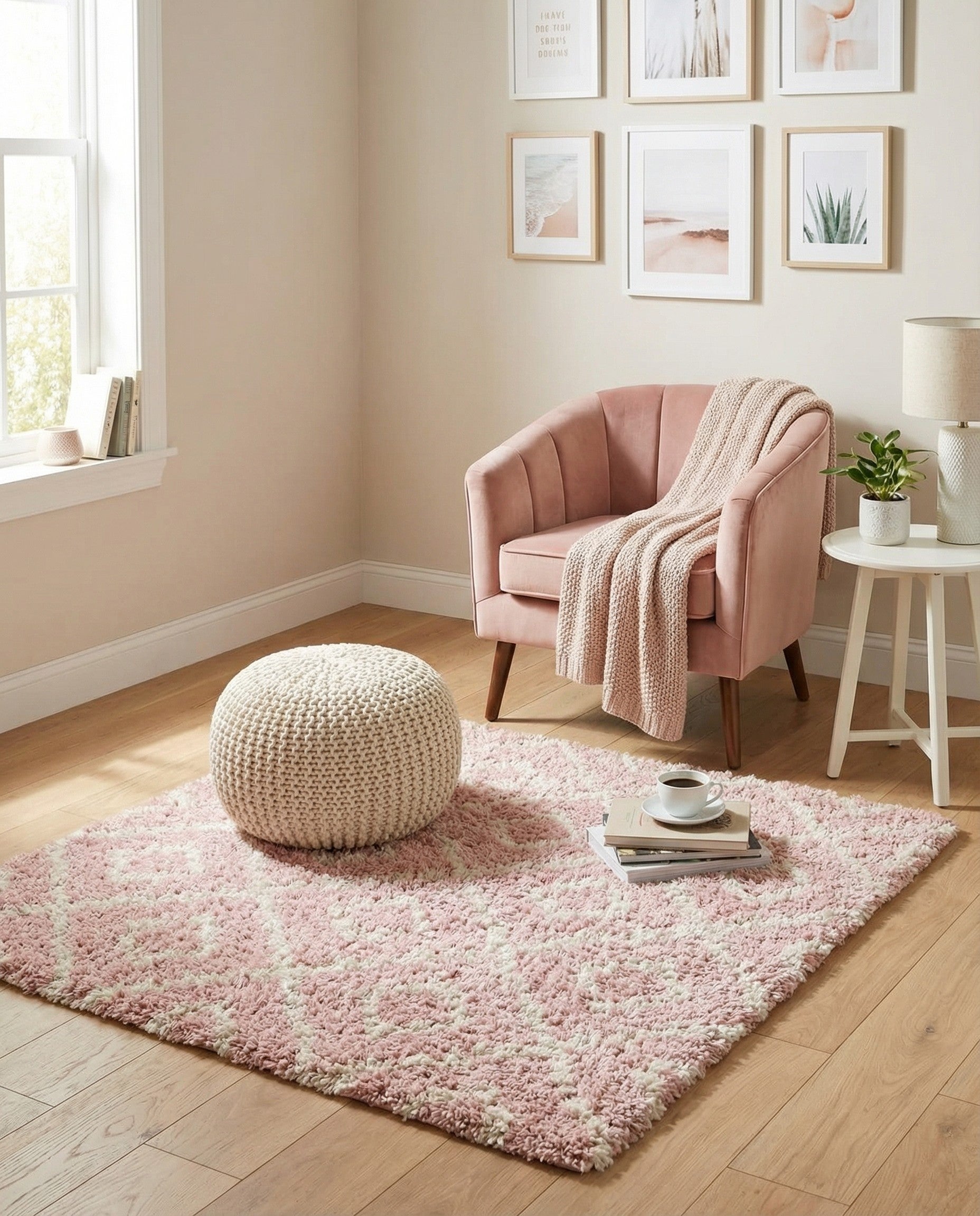  3' 3 x 3' 3 Lattice Shag Square Rug