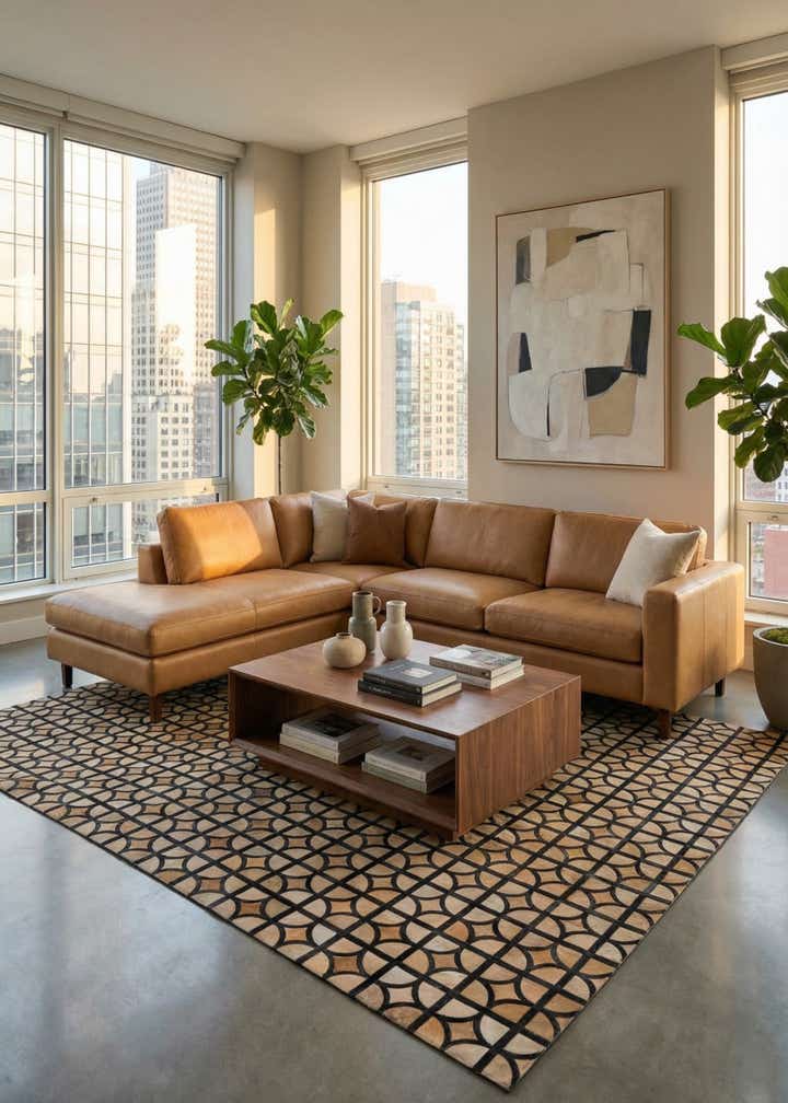 8' 1 x 10' Cowhide Leather Rug