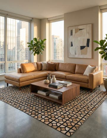 8' 1 x 10' Cowhide Leather Rug