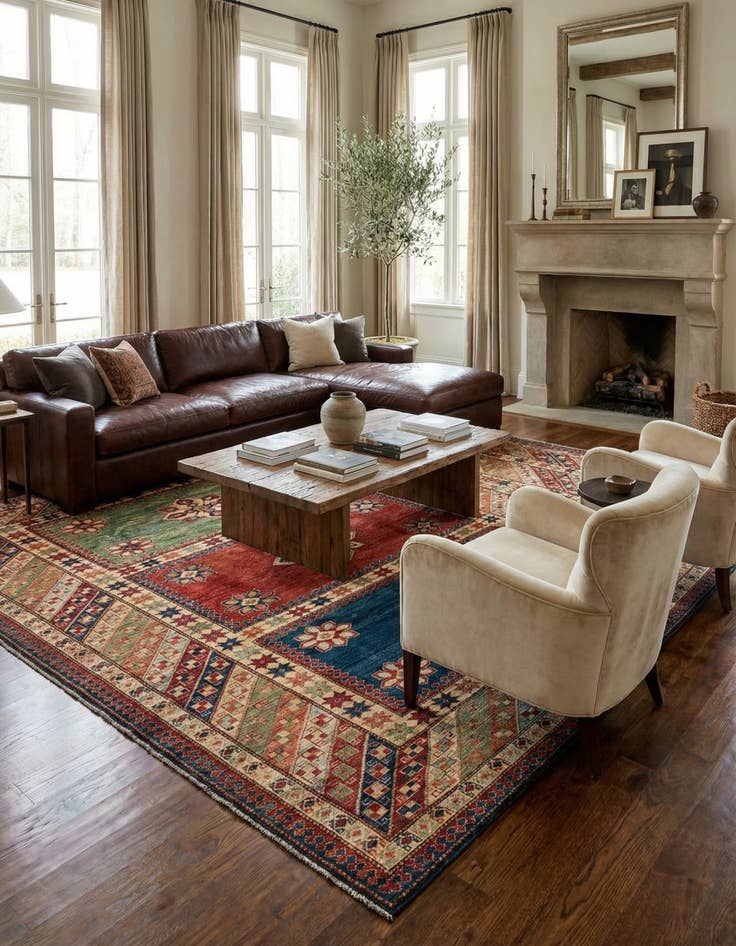 Detail image of  7' 5 x 9' 7  Hand Knotted Kazak Wool Rug