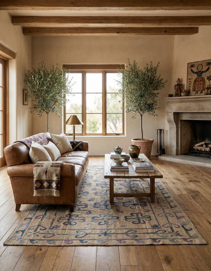 Detail image of 6' 4 x 9'  Hand Woven Kilim Suzani Wool Rug