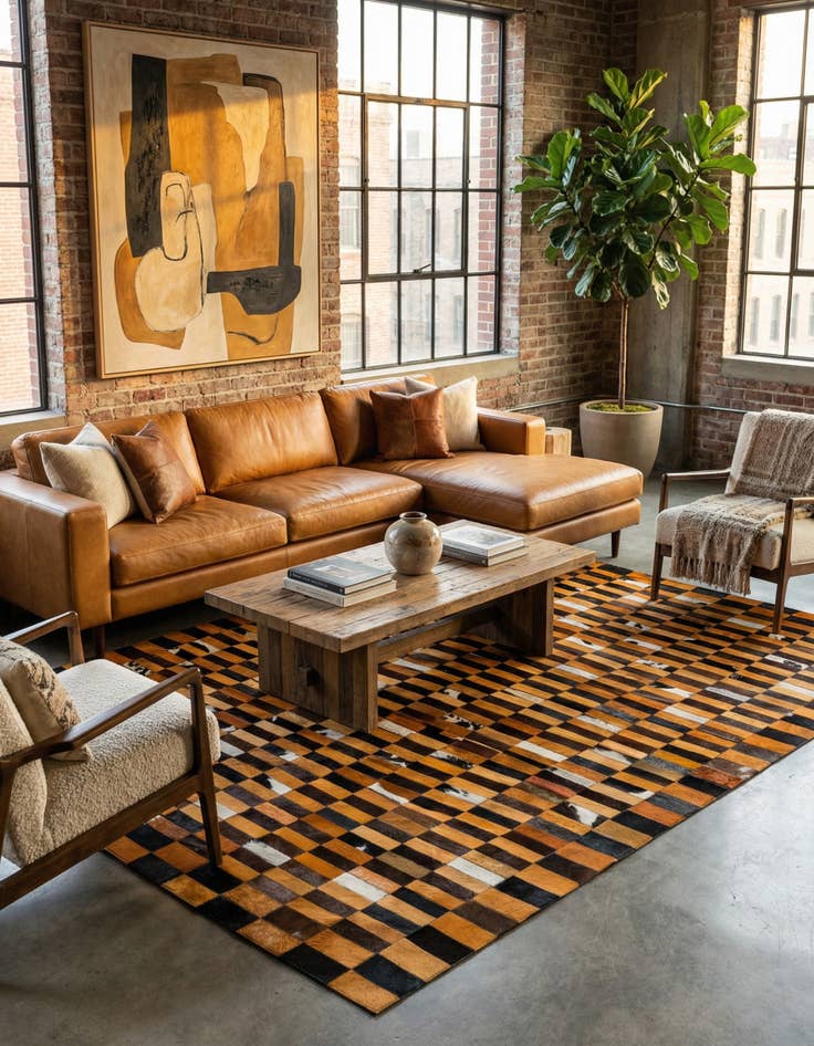 Detail image of  8' 1 x 9' 11 Cowhide - Patchwork Rug