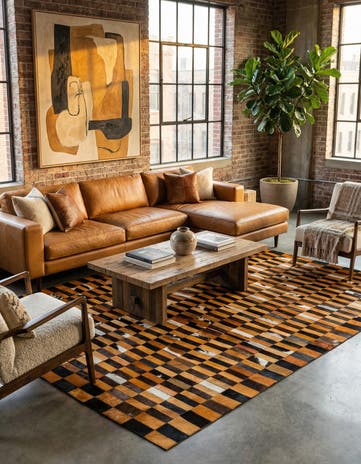 8' 1 x 9' 11 Cowhide - Patchwork Rug
