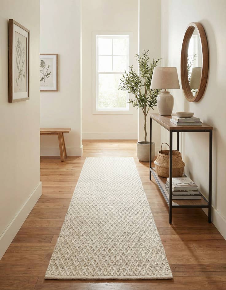 Detail image of  2' x 8'  Hand Woven Lattice Wool Runner Rug