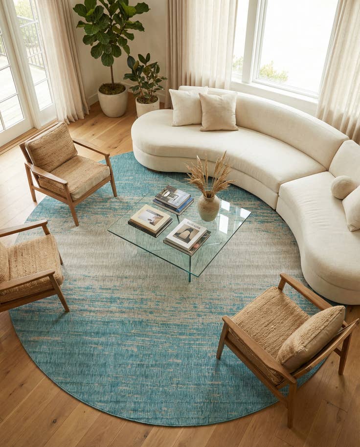 Detail image of 13' x 13' Easy-Clean Modern Indoor / Outdoor Round Rug