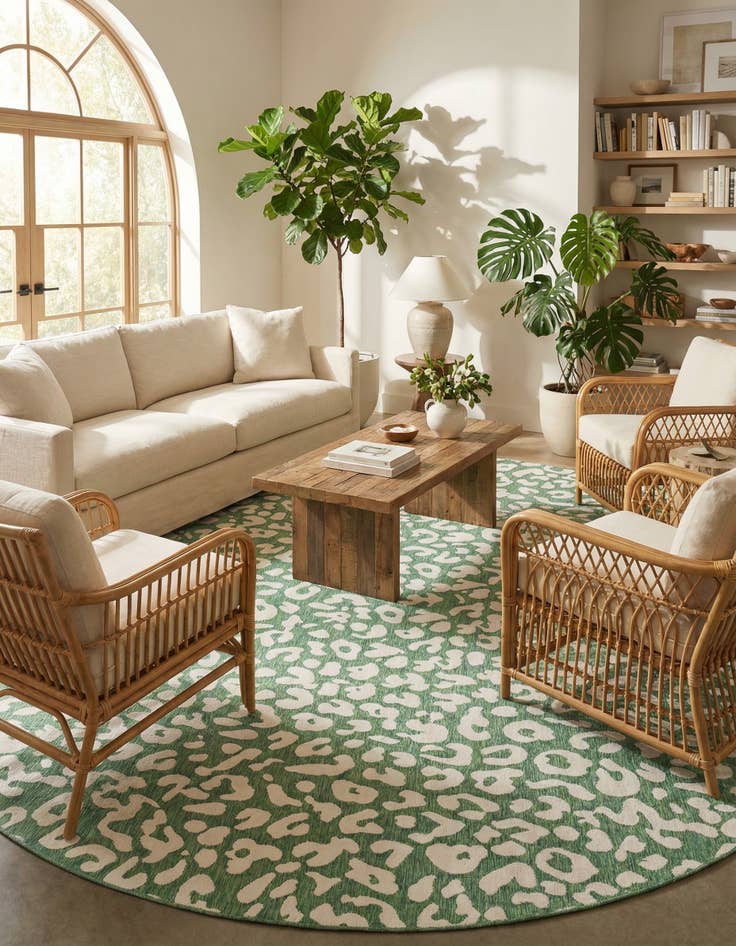 Detail image of 13' x 13'  Washable Safari Indoor / Outdoor Round Rug