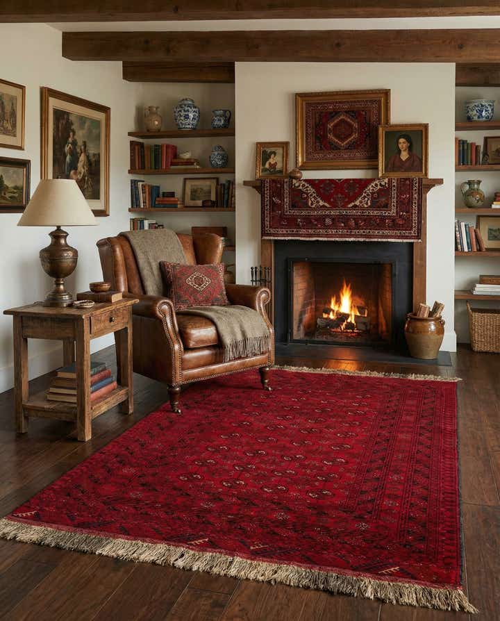 4' 1 x 5' 10 Hand Knotted Afghan Akhche Wool Rug