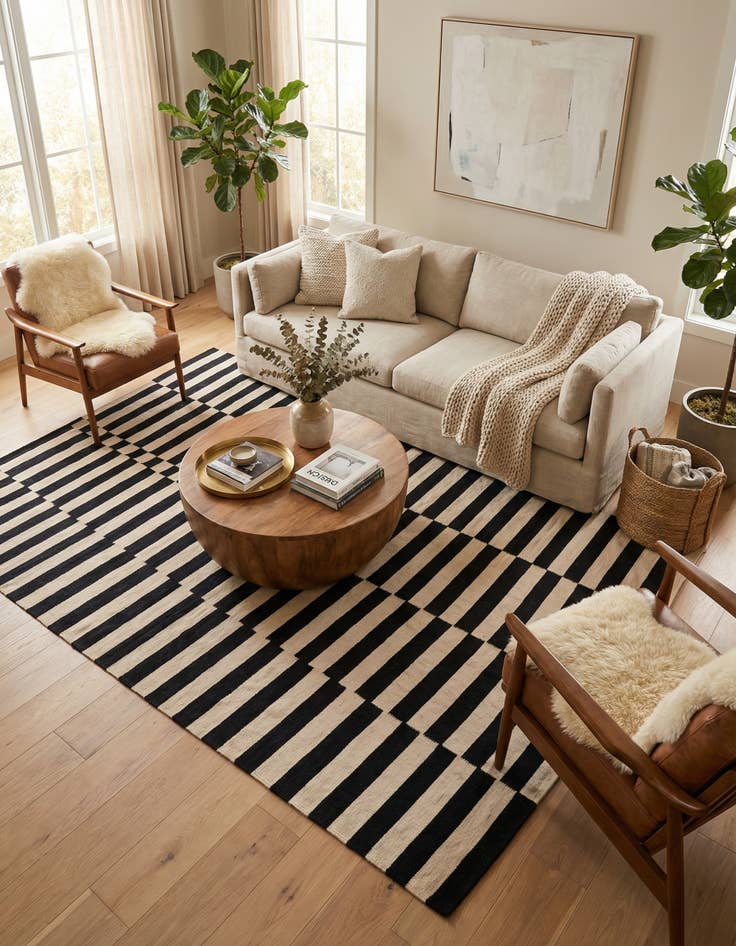 Detail image of  5' 7 x 7' 9  Hand Woven Kilim Modern Wool Rug