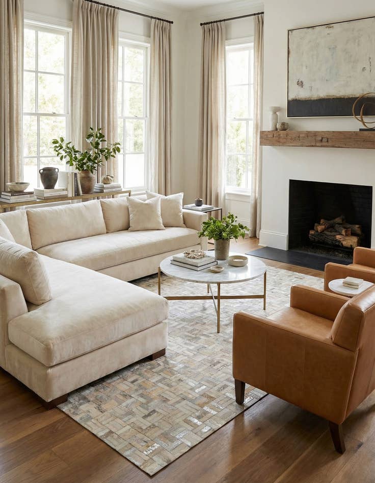 Detail image of 5' x 8' Cowhide Leather Rug