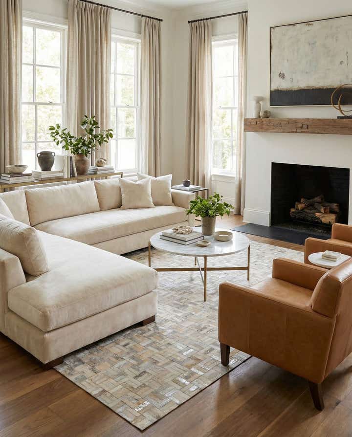 5' x 8' Cowhide Leather Rug