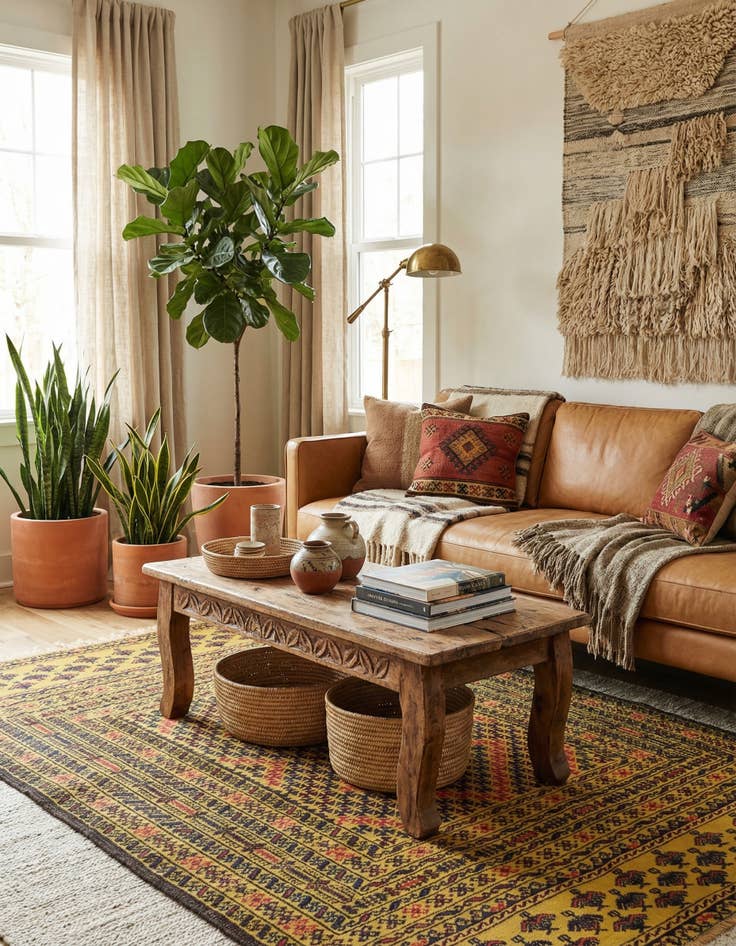 Detail image of  4' 3 x 6'  Hand Woven Kilim Afghan Wool Rug