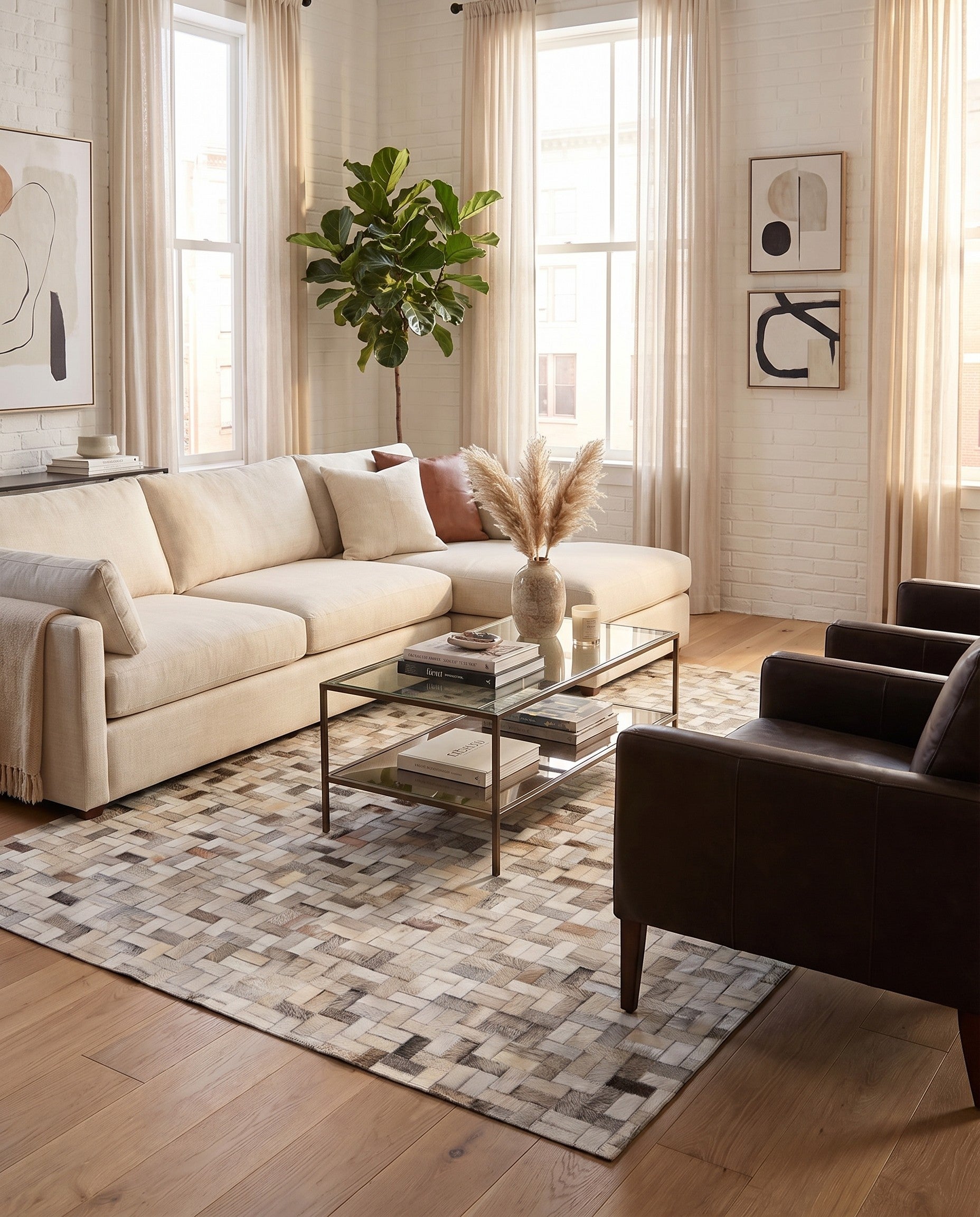 4' 8 x 6' 7 Cowhide Stocks Rug