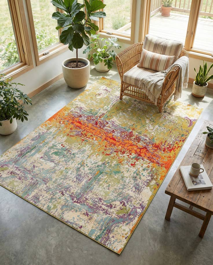 Detail image of 7' x 10' Easy-Clean Modern Indoor / Outdoor Rug