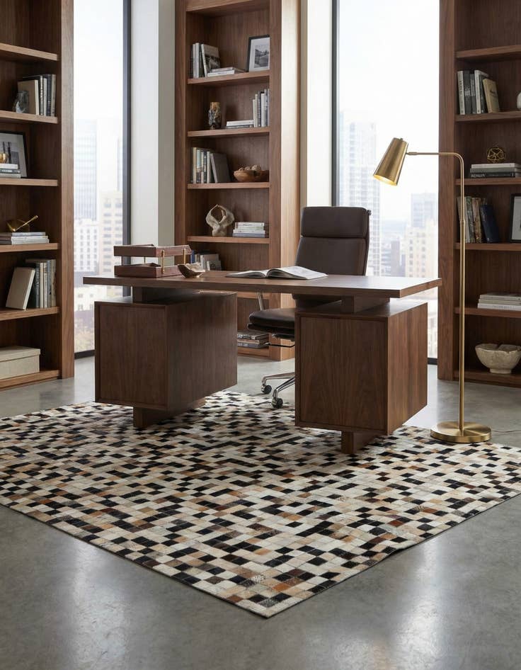 Detail image of  5' x 7' 9 Cowhide Leather Rug