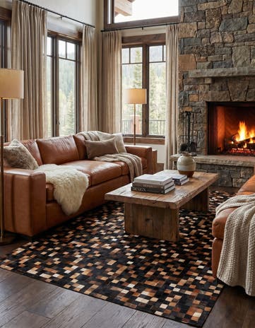 5' 2 x 7' 9 Cowhide Leather Rug