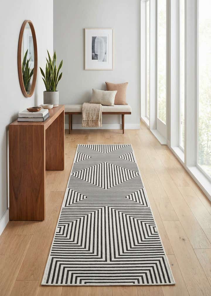2' 7 x 12' Easy-Clean Modern Indoor / Outdoor Runner Rug