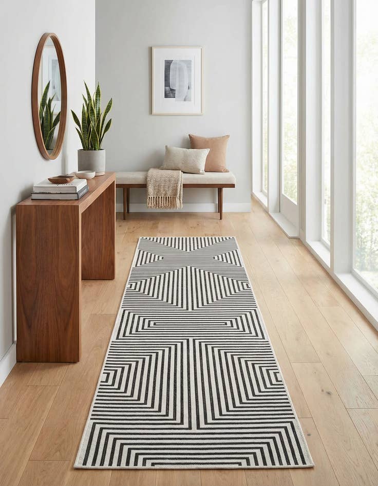Detail image of 2' 7 x 12' Easy-Clean Modern Indoor / Outdoor Runner Rug