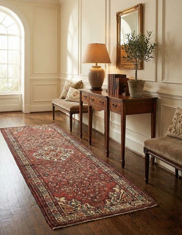 3' 10 x 10' Hand Knotted Hossainabad Persian Wool Runner Rug