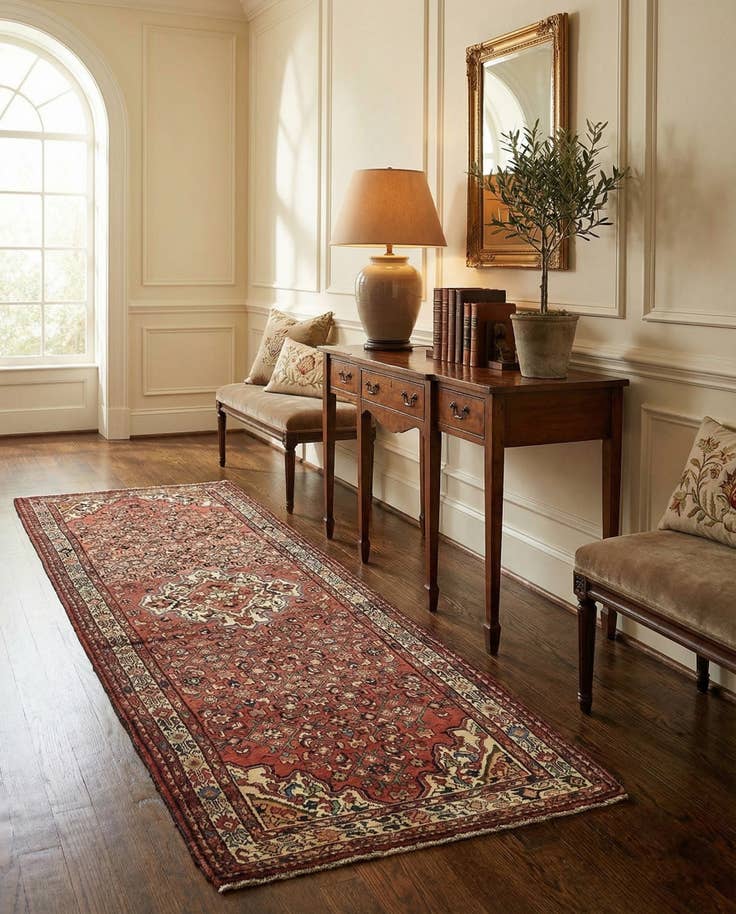 Detail image of 3' 10 x 10' Hand Knotted Hossainabad Persian Wool Runner Rug