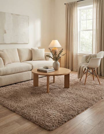 Khaki Infinity Shag Square Rug