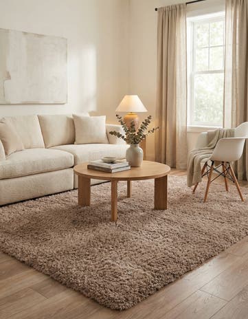 Khaki Infinity Shag Square Rug