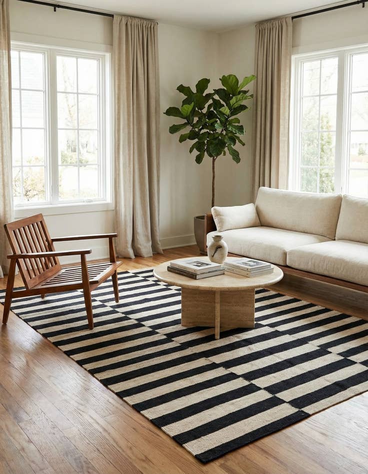 Detail image of 4' 3 x 5' 10  Hand Woven Kilim Modern Wool Rug