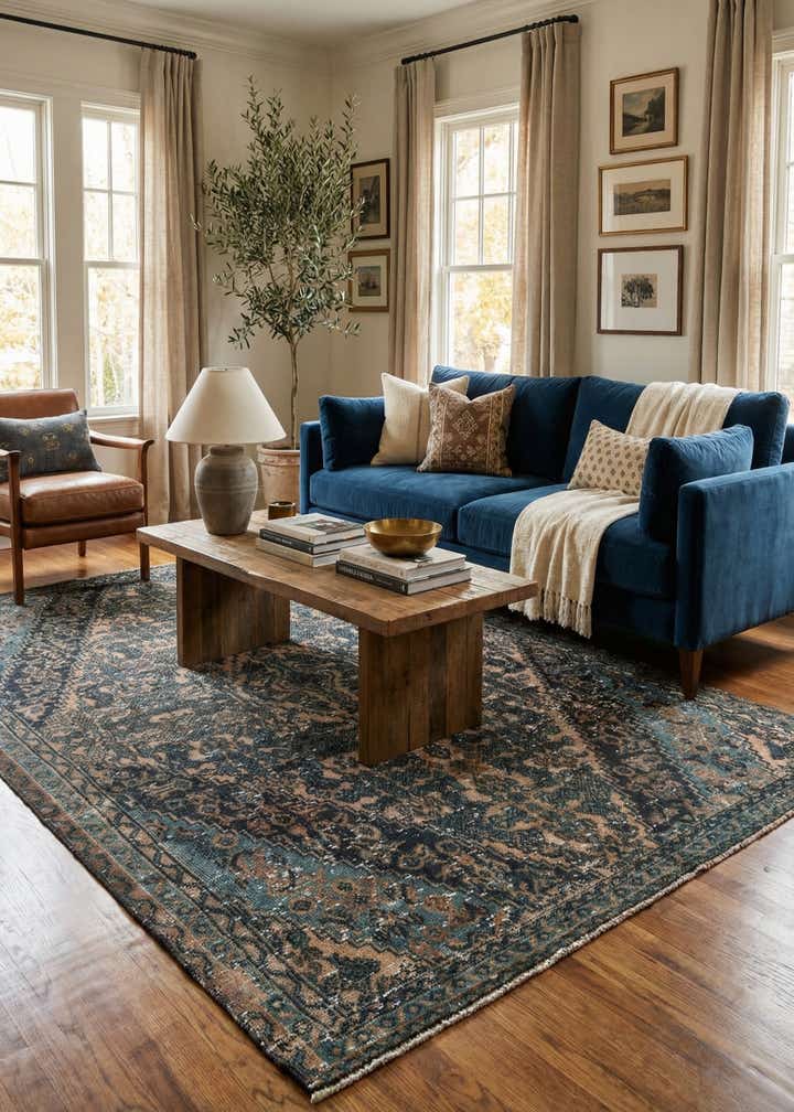 6' 8 x 10' Hand Knotted Ultra Vintage Persian Wool Rug
