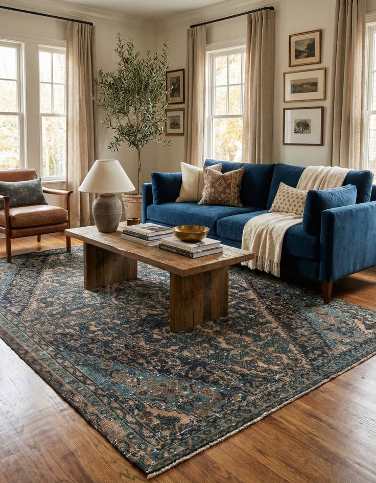 Detail image of  6' 8 x 10'  Hand Knotted Ultra Vintage Persian Wool Rug