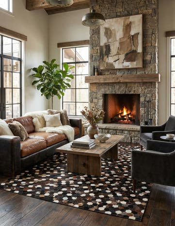 5' 2 x 8' Cowhide Leather Rug