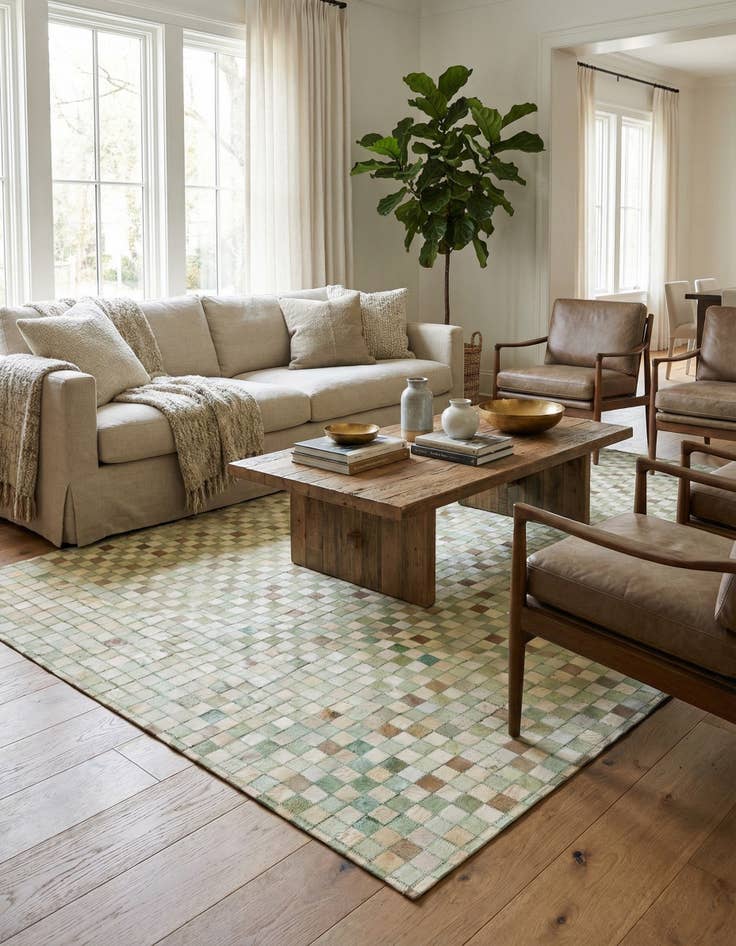 Detail image of 5' 2 x 7' 4 Cowhide Leather Rug