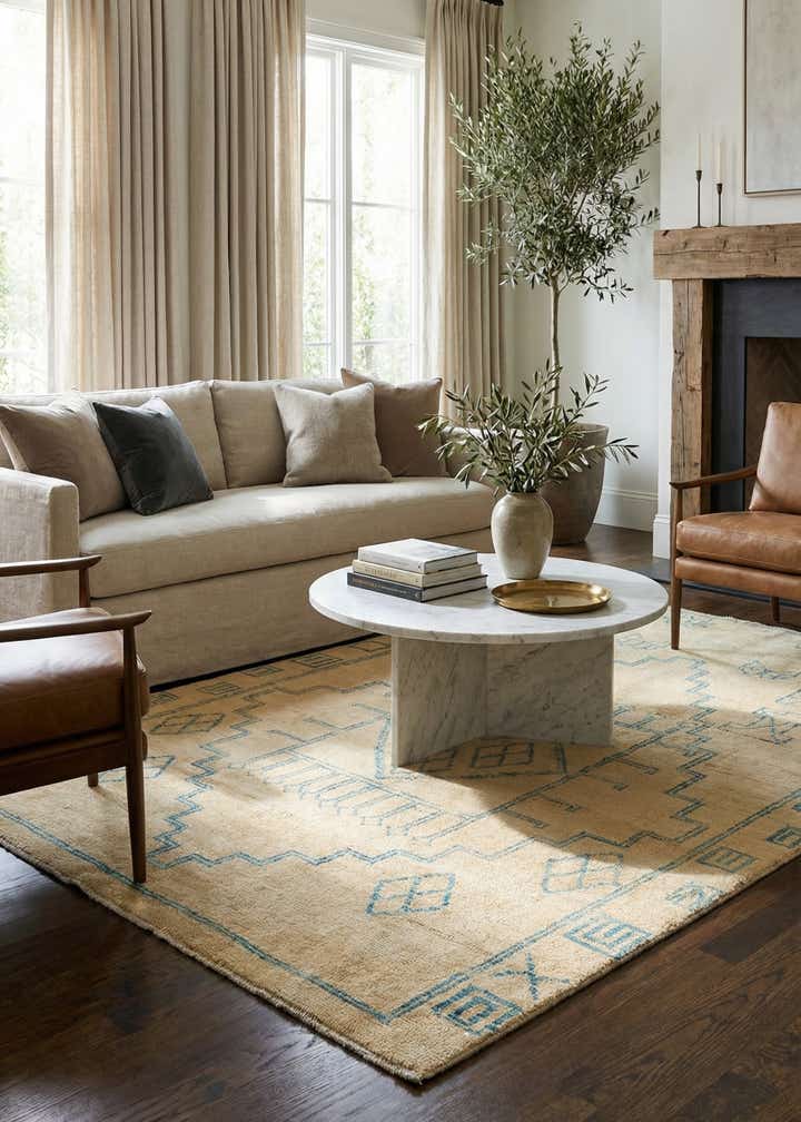 5' 5 x 8' Hand Knotted Oushak Wool Rug