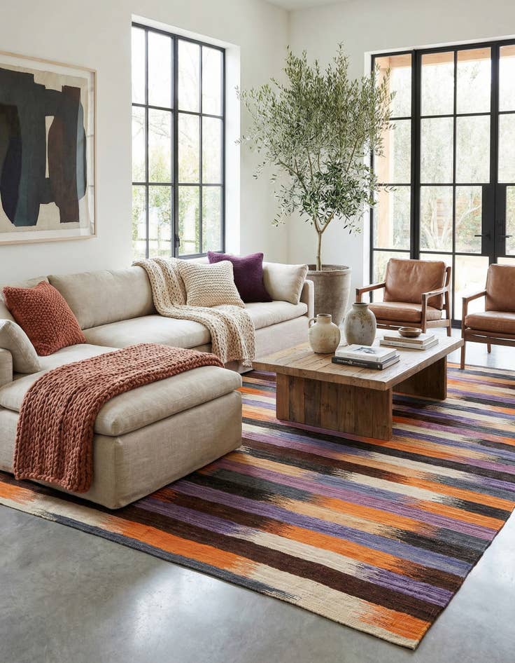 Detail image of 6' 10 x 9'  Hand Woven Kilim Modern Wool Rug