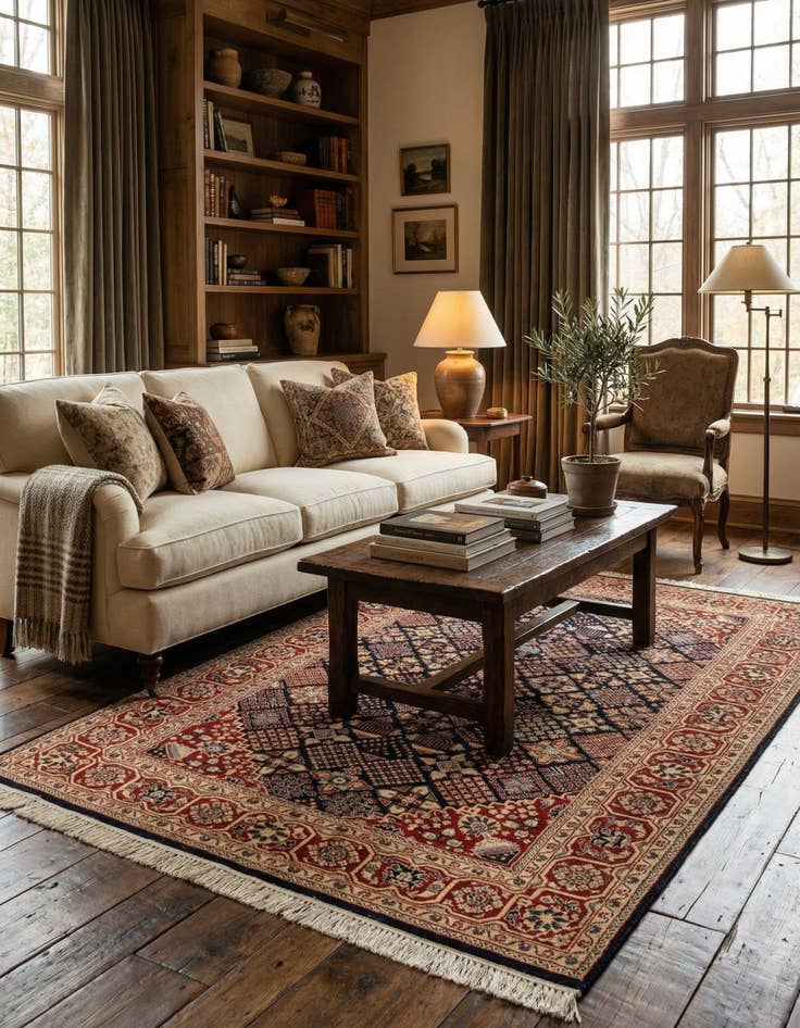 Detail image of 4' 4 x 6' 5  Hand Knotted Gharajeh Oriental Wool Rug