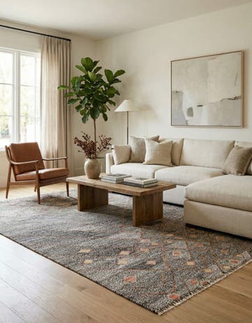 7' 3 x 9' 1 Hand Woven Kilim Modern Wool Rug