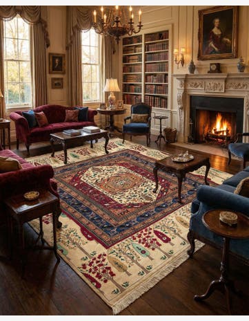 9' 11 x 10' 5 Hand Knotted Mashad Persian Square Rug