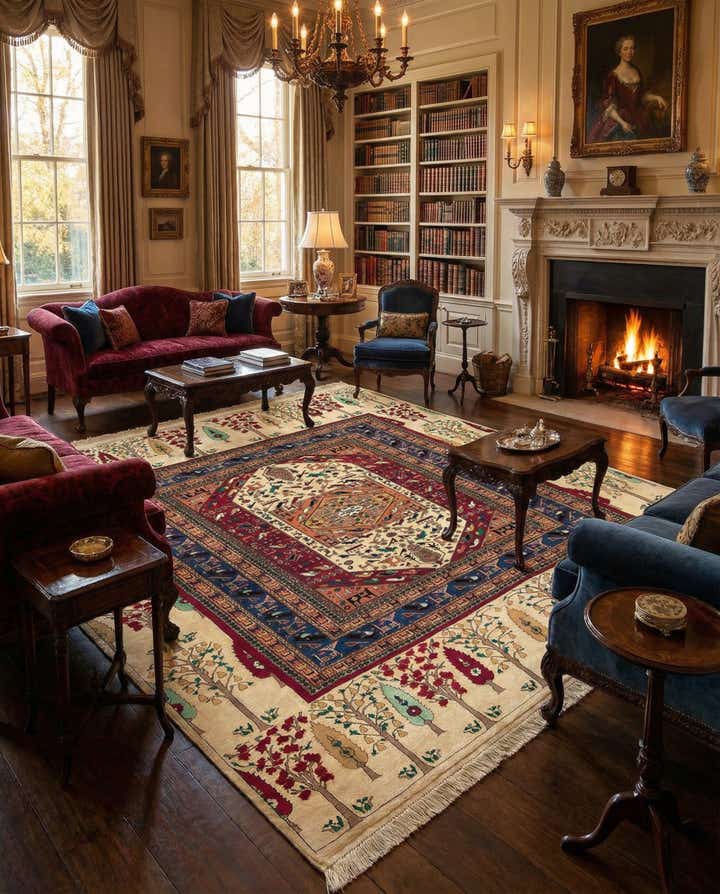 9' 11 x 10' 5 Hand Knotted Mashad Persian Square Rug