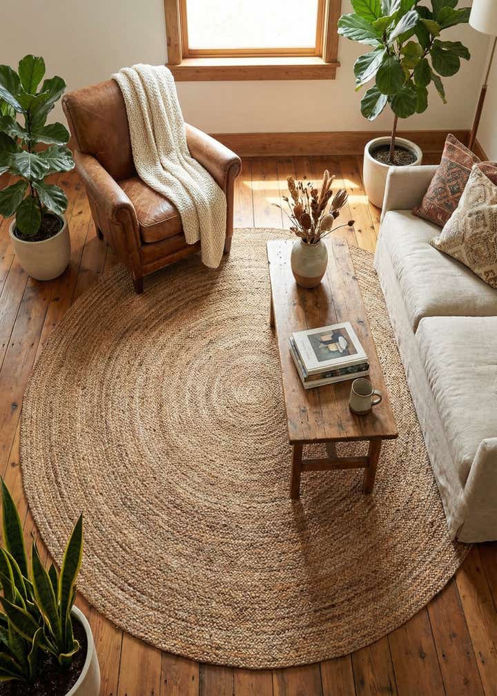 8' x 8' Handmade Braided Jute Round Rug