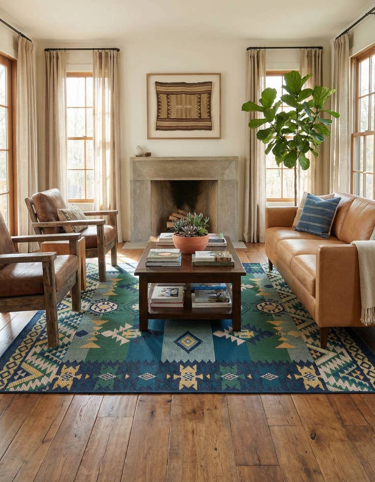 Detail image of  7' 10 x 7' 10  Washable Baja Indoor / Outdoor Square Rug