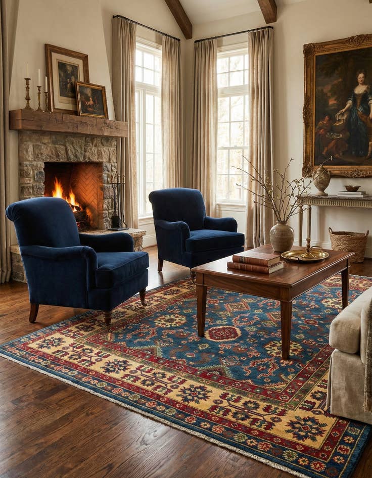 Detail image of 6' 7 x 9' 3  Hand Knotted Kazak Rug