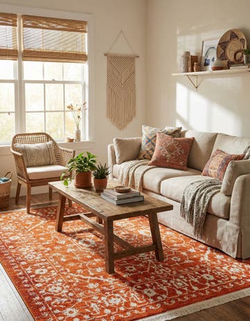 Terracotta Modern Classical Square Rug