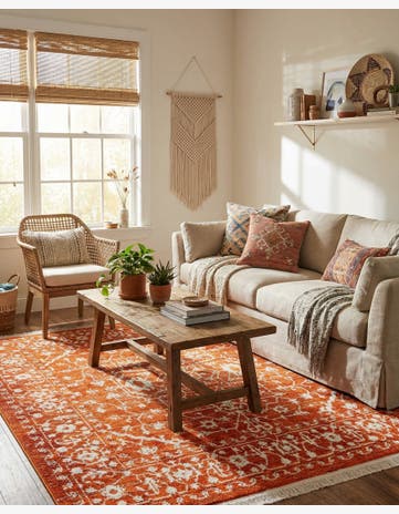 Terracotta Modern Classical Square Rug