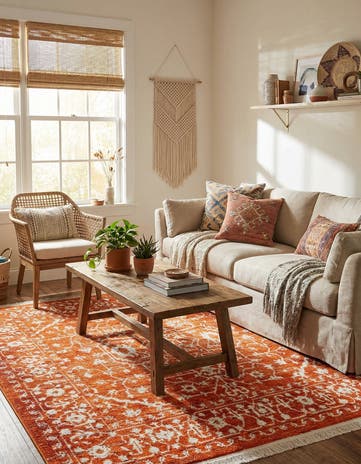 Terracotta Modern Classical Square Rug